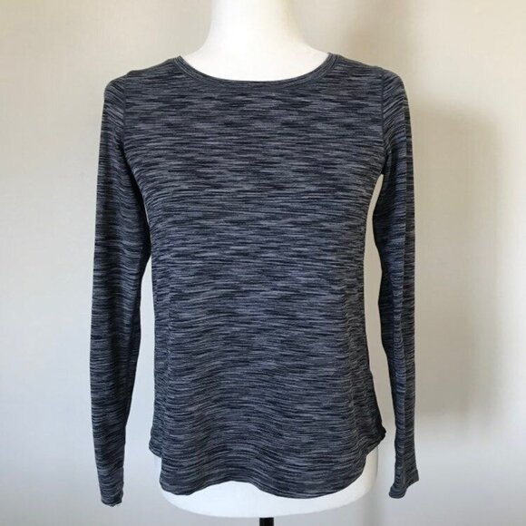 ZYIA Active Long Sleeve Split Back Top Size Small Heathered Gray - Picture 2 of 8
